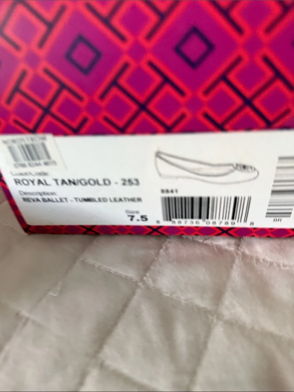 Tory Burch Caramel Leather Logo Ballet Flats with Gold Medallions